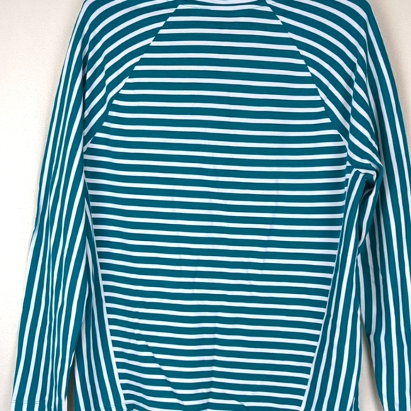 Chicos 2 (US Size L) White & Green Striped Top Women's Shirt Long Sleeve - Picture 7 of 12